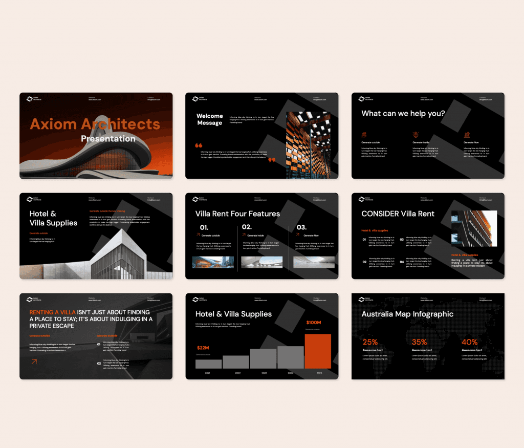 Axiom-Architecture Villa Presentation PowerPoint Template